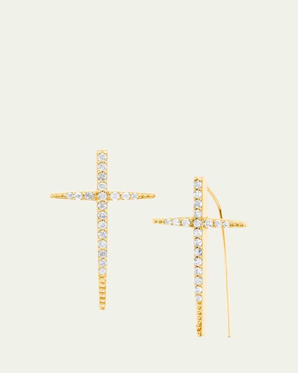 14K Baby Cross Stick Earrings